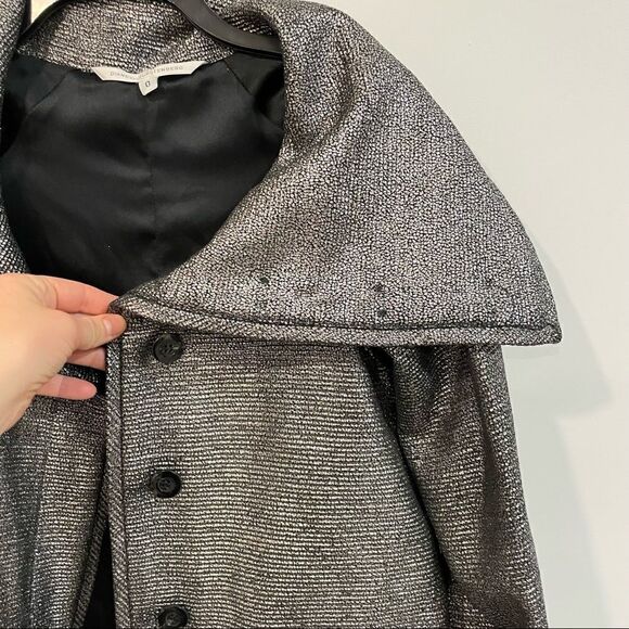 Diane von Furstenberg Silver Glitter Peacoat Front pockets Wool - Picture 11 of 11